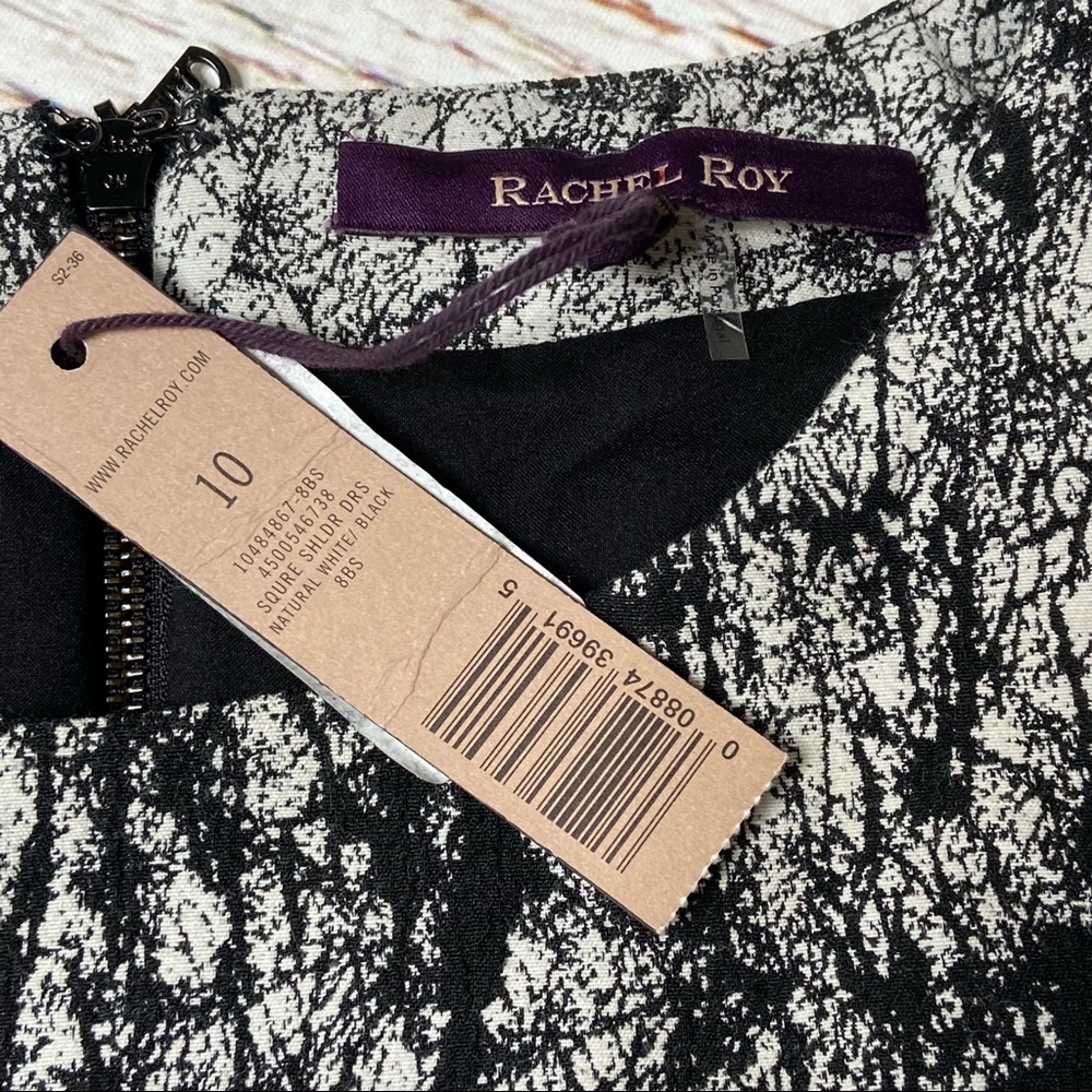 NWT Rachel Roy Cracked Jacquard Square Shoulder Sheath Dress Sz 10 - Picture 16 of 16